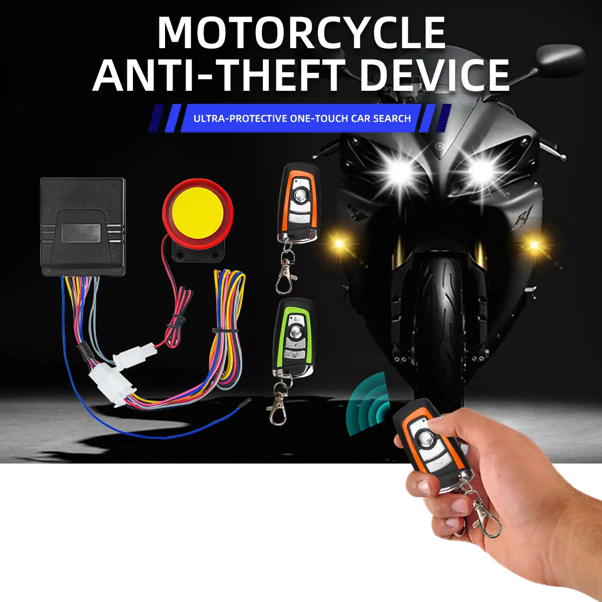 Motorcycle Keyless Remote 1 Set Universal Motorcycle Alarm System One-way with Engine Start ...