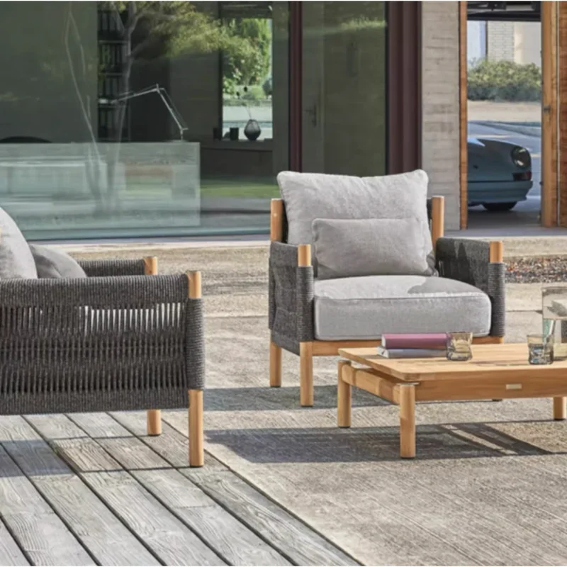 Outdoor teak sofa suitable for garden patio villa resort hotel high quality patio furniture set personalized