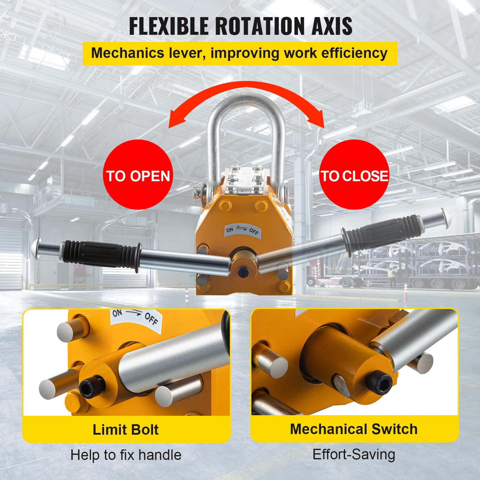 VEVOR 100Kg-2000Kg Steel Permanent Magnetic Lifter Neodymium Magnet Crane Hoist Lift Metal Suction Cup Construction Tools