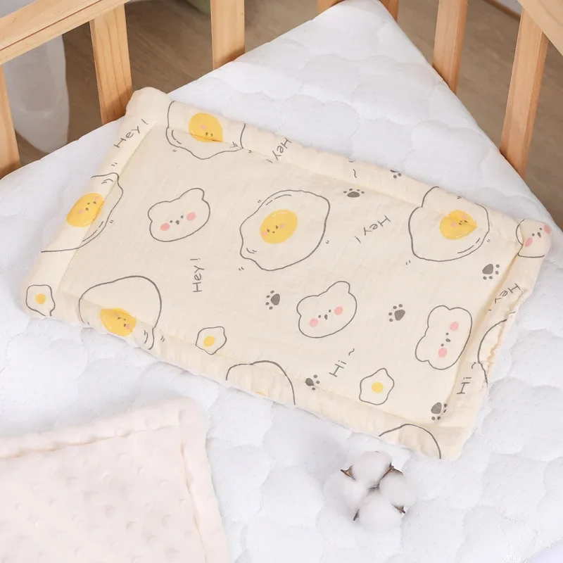 Newborn-Pillow Pad Cotton Bean Velvet Cartoon Pattern Flat Pillow Baby Anti Vomiting Pad Four Seasons Cotton Breathable Pillows 5