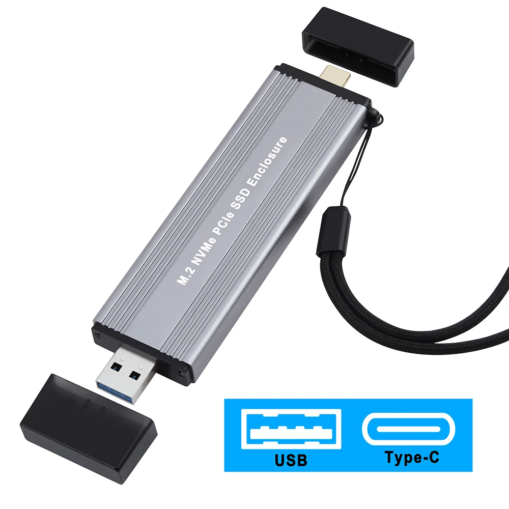 M.2 NVME SSD Enclosure External M2 NVMe Case M2 USB 3.1 Type C 10Gbps Adapter M Key HD Storage Box for Mac Windows Laptop PC