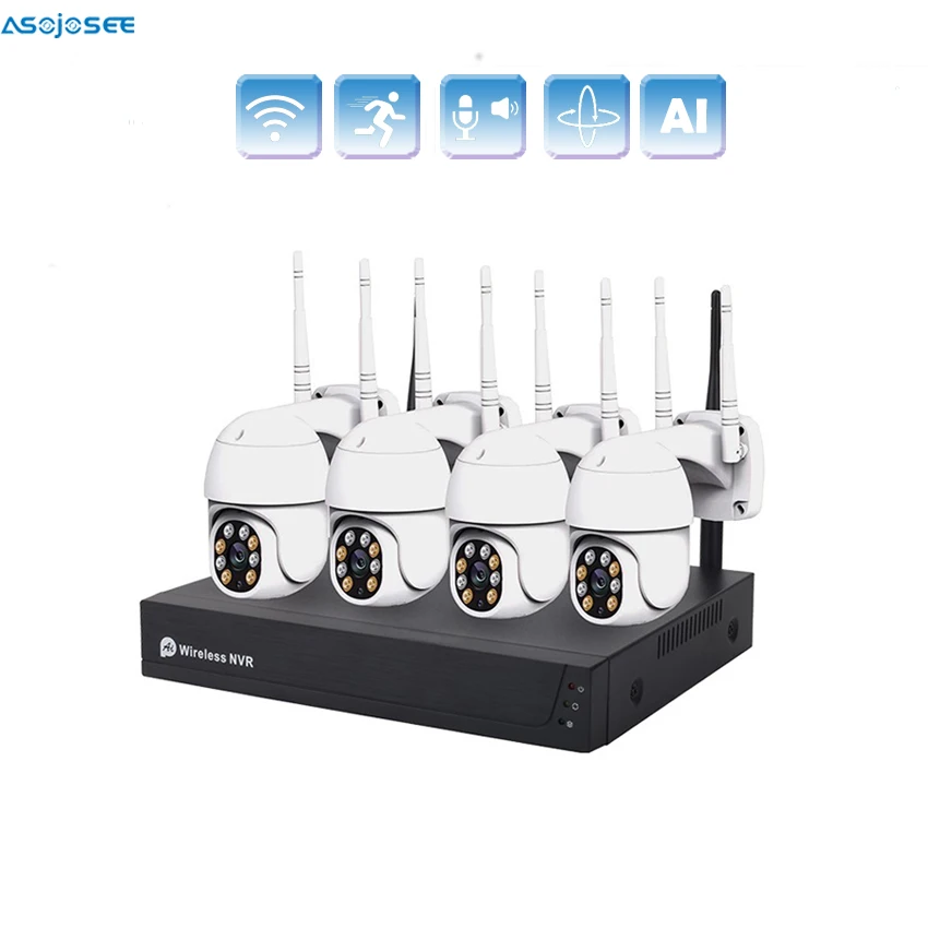 

Беспроводная система видеонаблюдения H.265, 4 канала, 1080P, Wi-Fi, 2 МП