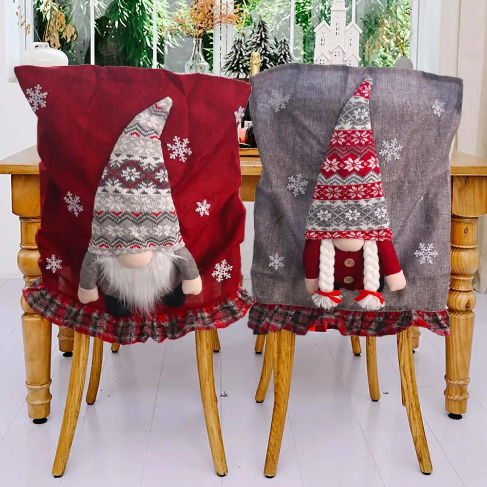Cartoon Christmas Chair Cover Three-dimensional Exquisite Faceless Doll Chair Cover Cloth Dining Room Chair Cover New Year