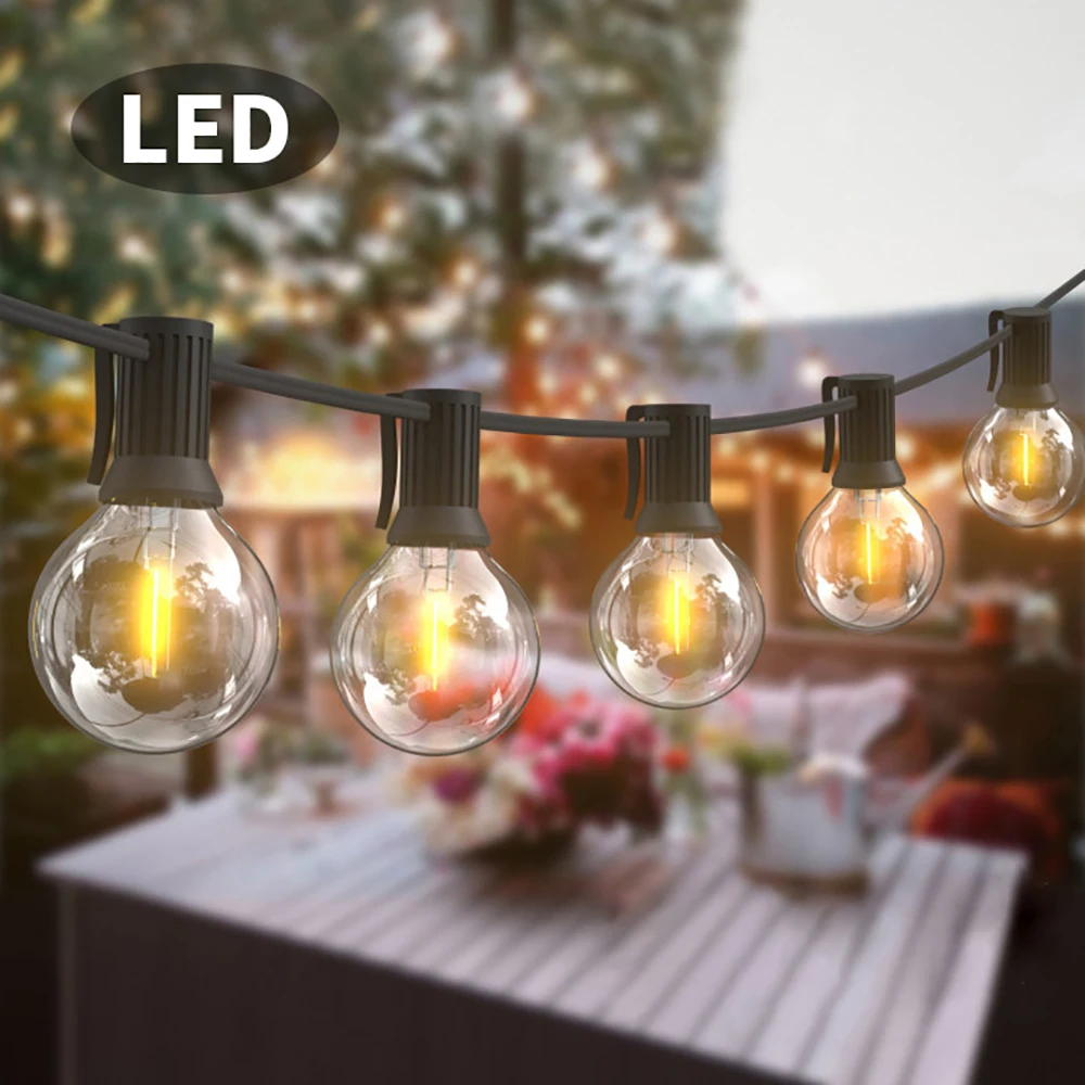 

Plastic Led String Light 9M 18M 36M G40 Globe Outdoor Garland Light Warm White Vintage Bulb For Garden Backyard New Year Decor