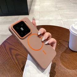 Luxury Magnetic Matte Soft TPU Color - Block Shockproof Slim Phone Case - Xiaomi 15 pro (Brown)