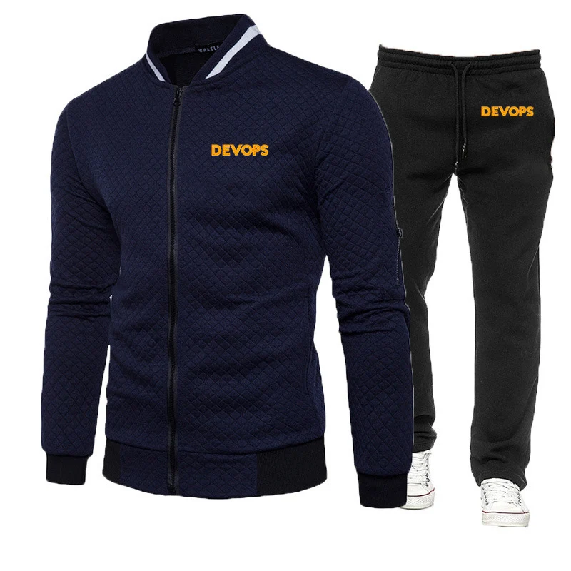 DEVOPS - The real definition of DEVOPS 2023 New Men's Fashionable Zipper Jacket Spring Fitness Running Casual Sportswear Suit