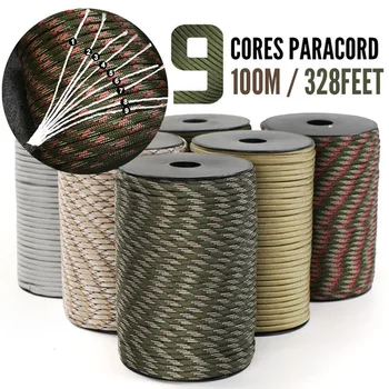 Military Paracord for Outdoor Survival, 9 Strand, 4mm, 650 Paracord, 50m, 100m, Tactical Parachute Cord, Camping, Weaving Rope 1