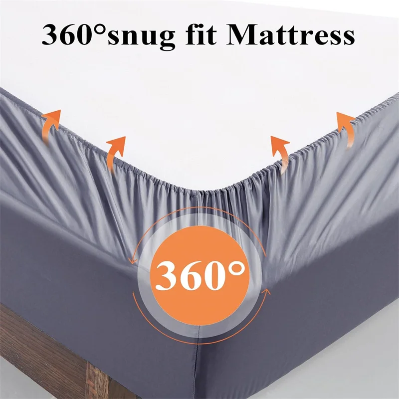 Organic Bamboo Bed Fitted Sheet Solid Color Silky Bed Cover Luxury Mattress Cover with Rubber Band Double Queen Size Customized 5