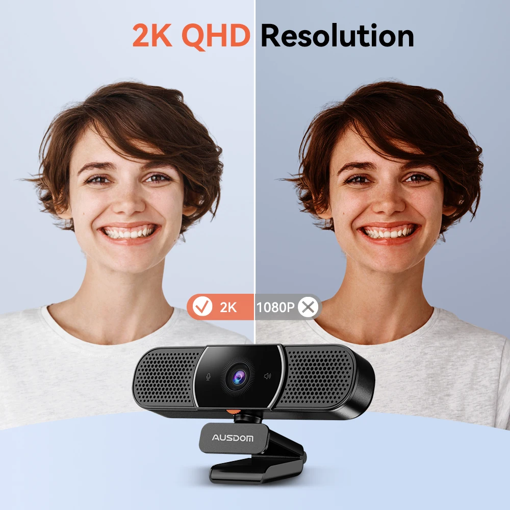 Estréia Mundial Ausdom Aw616 All-in-one 2k Webcam com Tampa de Privacidade de Alto-falante de Microfone ai Usb Câmera de Computador para Conferência - Imagem 6