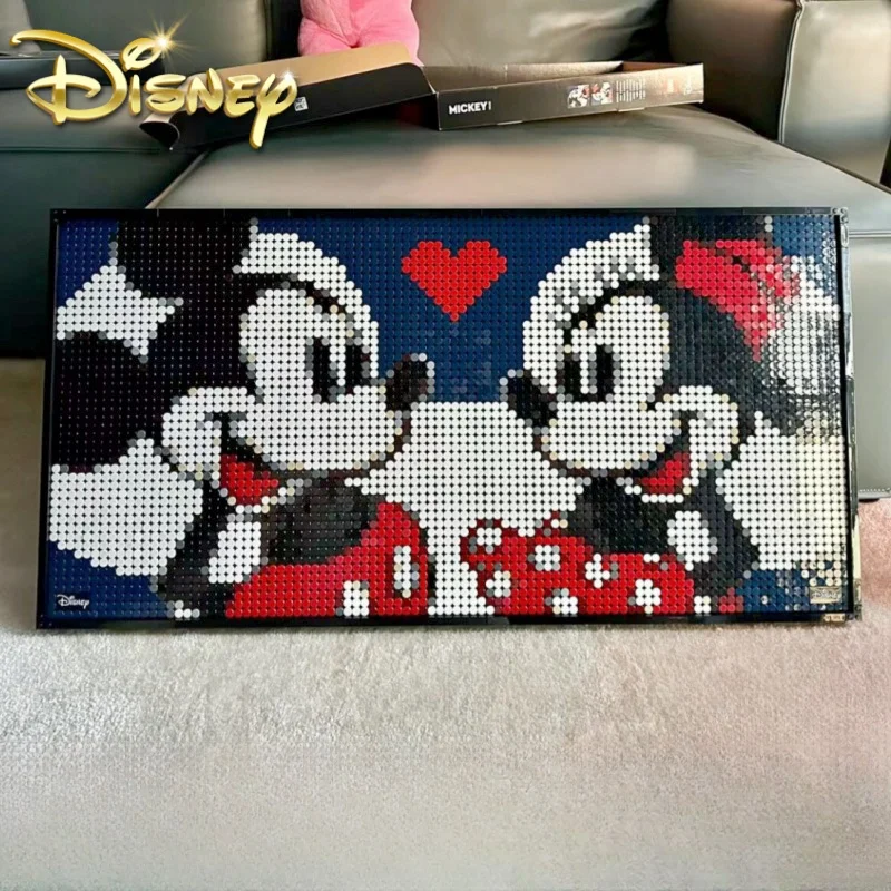 

New Disney Mickey Mouse Bricks Pixel Painting Anime Figures Building Blocks Picture Moc Set Toys Decoration Children Day Gifts