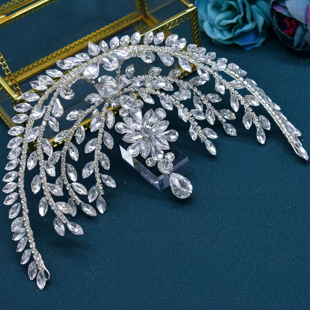 

DZ009 Wedding Headdress Shiny Bridal Hair Accessories Rhinestones Wedding Headwear Crystal Bride Tiara Forehead Headband