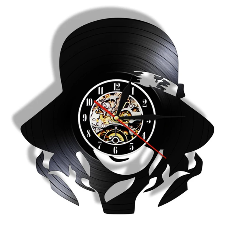 

Fashion Lady Wall Clock Home Decor Beautiful Girl Ornament in Hat Handmade Vinyl Record Wall Clock Vintage Wall Art Gift For Her