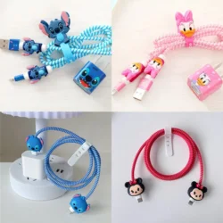 New Arrival Cute USB Cable Earphone Protector Set with Cable Winder Cartoon Spiral Cord protector For iphone 5 6 6s 7