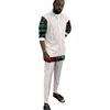 African Fashion White Men's Set Outfits 3/4 Sleeve Shirt With Pant Nigerian Print Original Design Groom Suits Party Wear 2