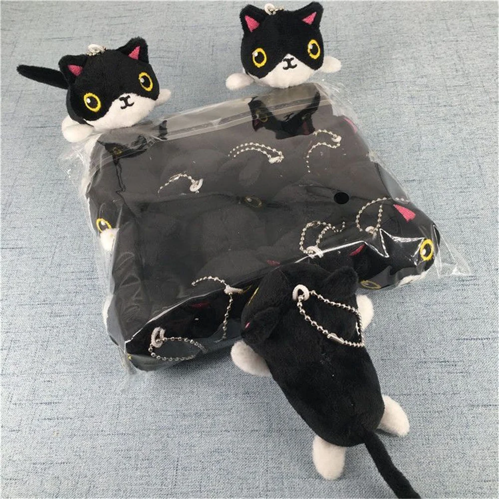 9PCS/LOT Black Cat Plush Stuffed TOY , Gift Pendant Decor Toy