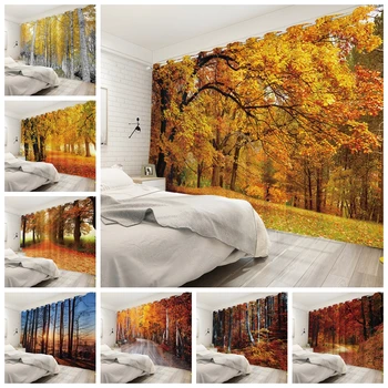 Tende oscuranti foresta autunnale Scenario moderno del bosco autunnale 2 pannelli Tenda per finestra per camera da letto Soggiorno Tende oscuranti ﻿ 1
