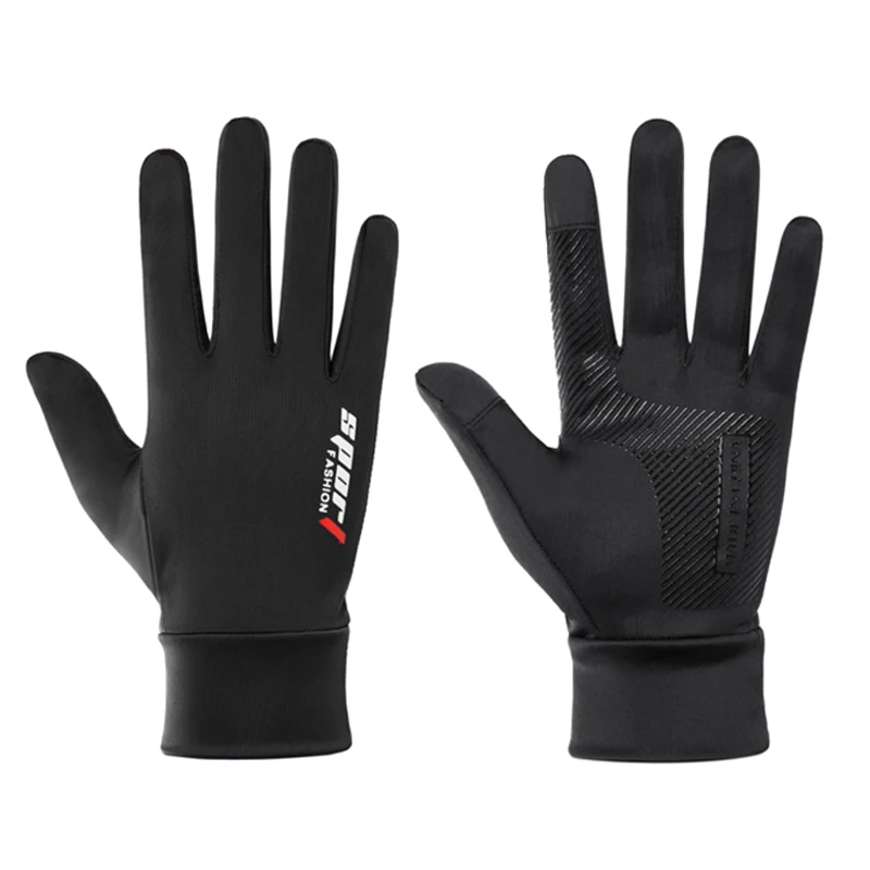 Men's Summer Fishing Gloves Ice Silk Non-Slip Sun Protection Cycling Gloves Thin Anti-UV Outdoor Sports Motorcycle