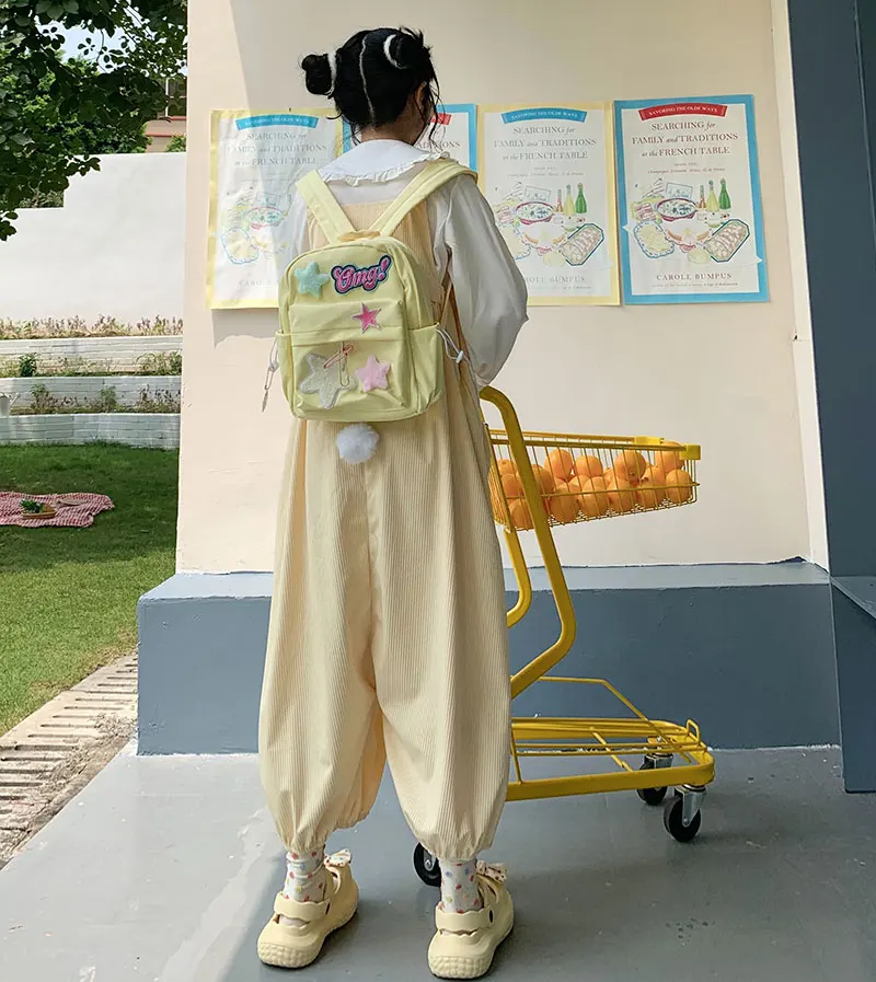 Original Bow Patchwork Girly Sweet Y2K One-Piece Trousers Summer New Fashion Loose Slim Kawaii Suspender Pants Women Jumpsuits