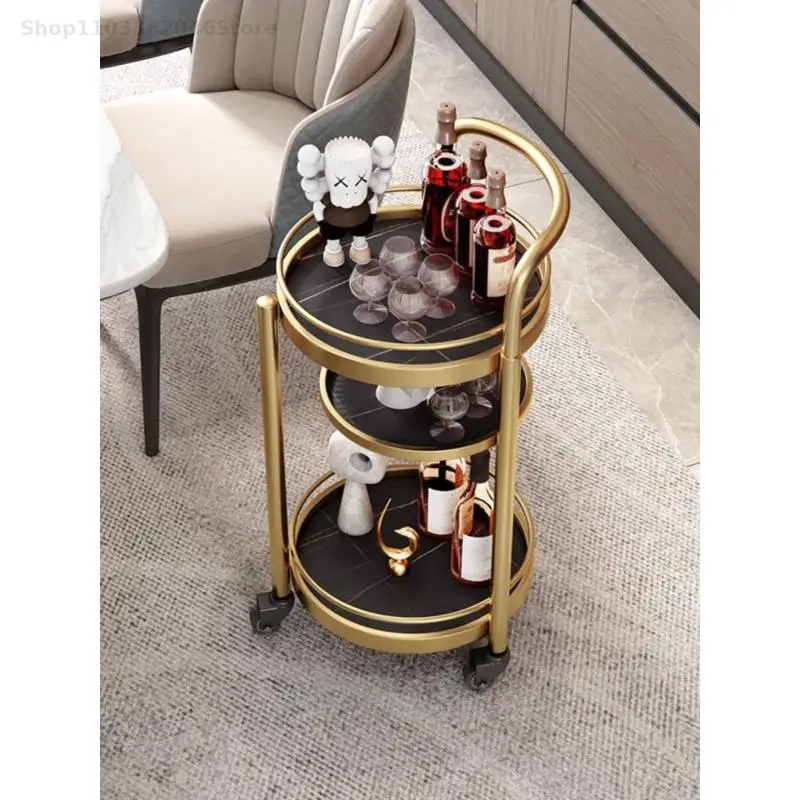 Light Luxury Tea Cart Hotel Wine Cart Trolley Service Dining Marble Cake Beverage Storage Rack Mobile