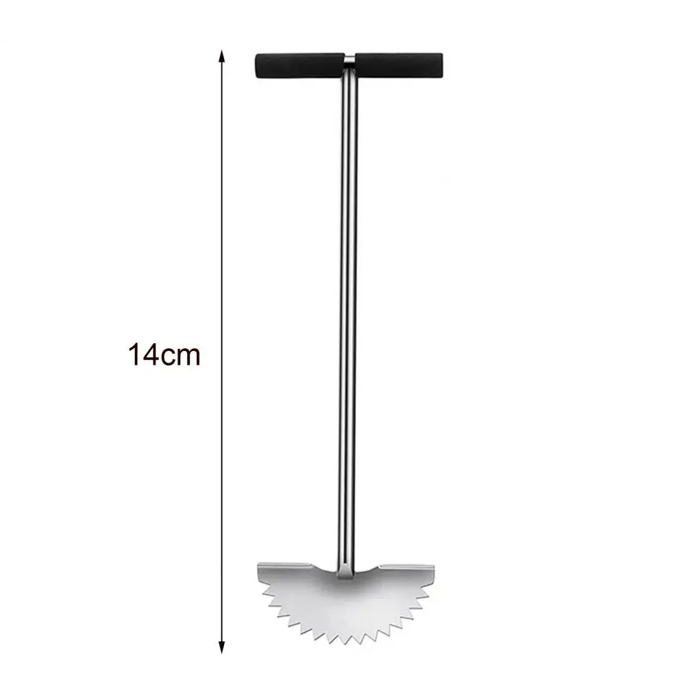 Trimming Scraper Half Moon Shape Trimming Shovel T-Grip Handle Sharp Serrated Lawn Edger Stainless Steel Manual Edge Trimmer