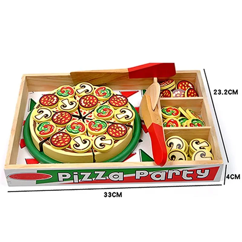 Children puzzle hands-on pizza simulation toys wooden Building Block
mushroom pizza chechelle Pretend Early Education toys gift 5