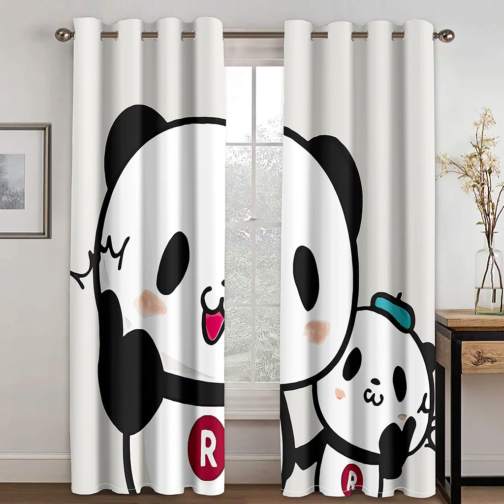 

Cartoon Animation Panda Animal Window Curtains in Kids Bedroom Living Room Hall Treatments Kitchen Home Decor Drapes Blinds 2Pcs