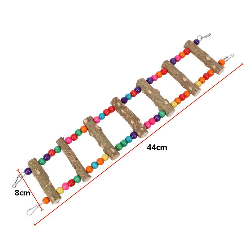 3/5/7 Ladder Birds Pet Parrot Ladders Climbing Toy Natural Wood Hanging Colorful Ball Toy for Conures Parakeets Cockatiels D9253 5