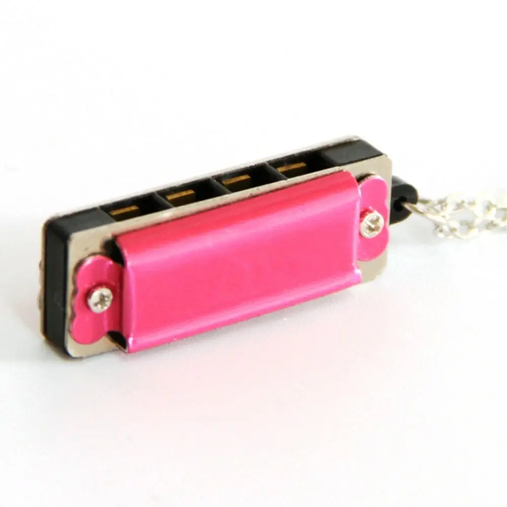 Mini Harmonica Pendant Necklace Creative Four-hole Musical Instruments Men and Women Couple Necklace Sweater Chain chromatic harmonica diatonic harmonica kids harmonica