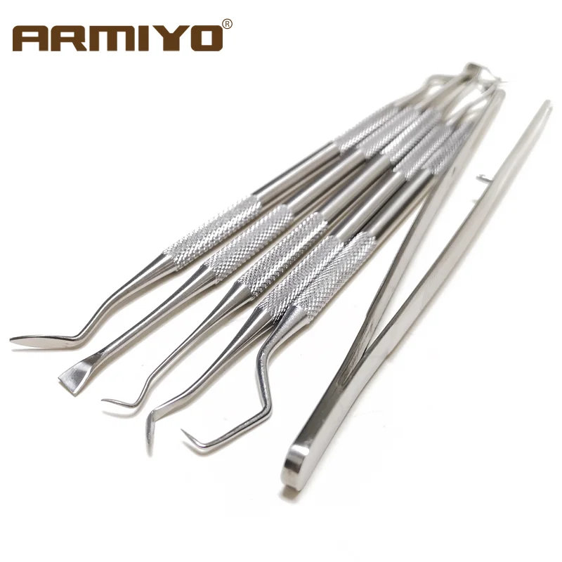 Armiyo Edelstahl Double Ended Pick Set Pipeline Carbon Deposit Entfernung Mundhöhle Zahnseide Zahnstein Reinigung Kit Solide Werkzeug – Detail 2
