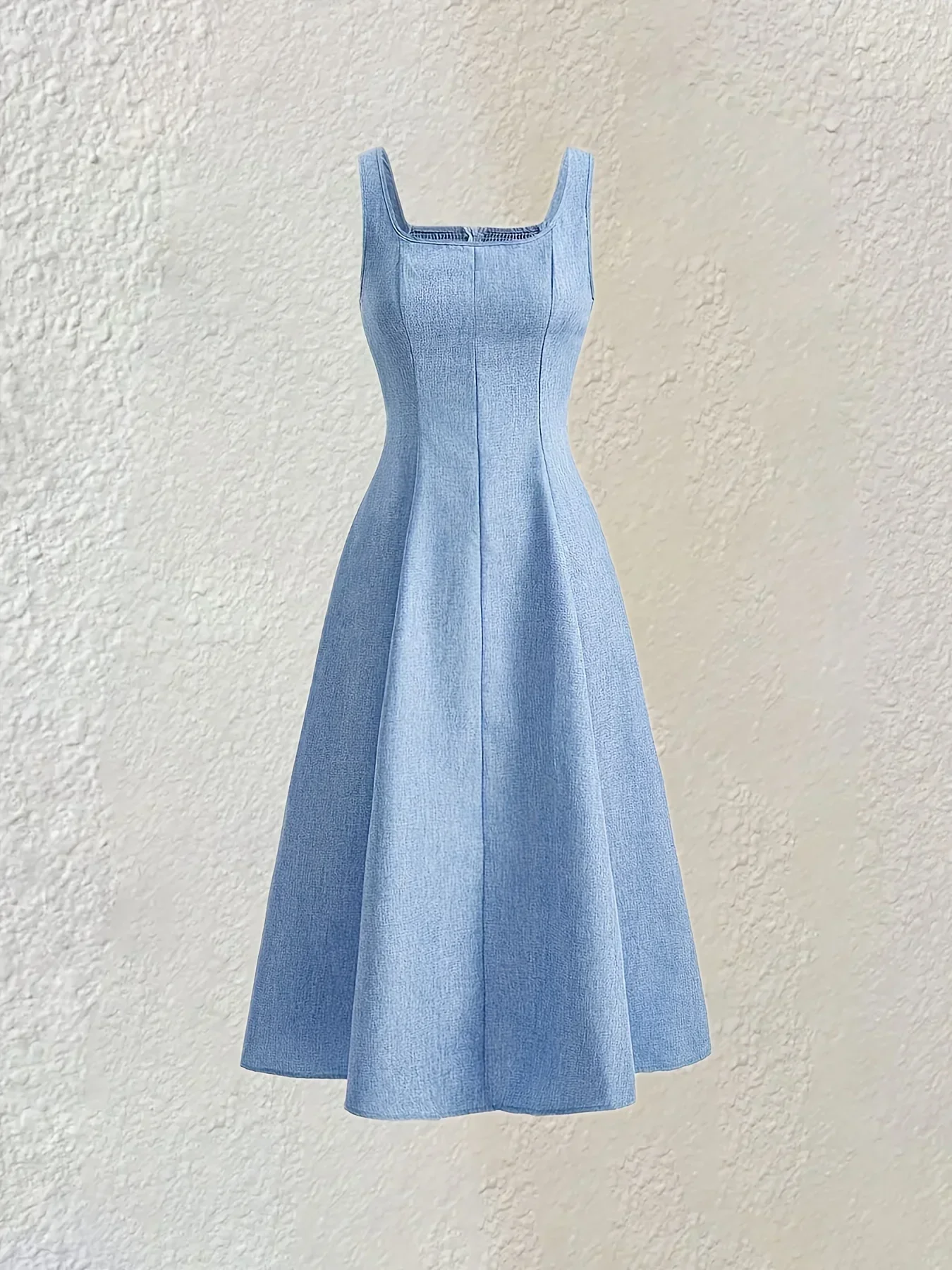 Elegant Square-neck Solid-color Slim-fit Dress For Women