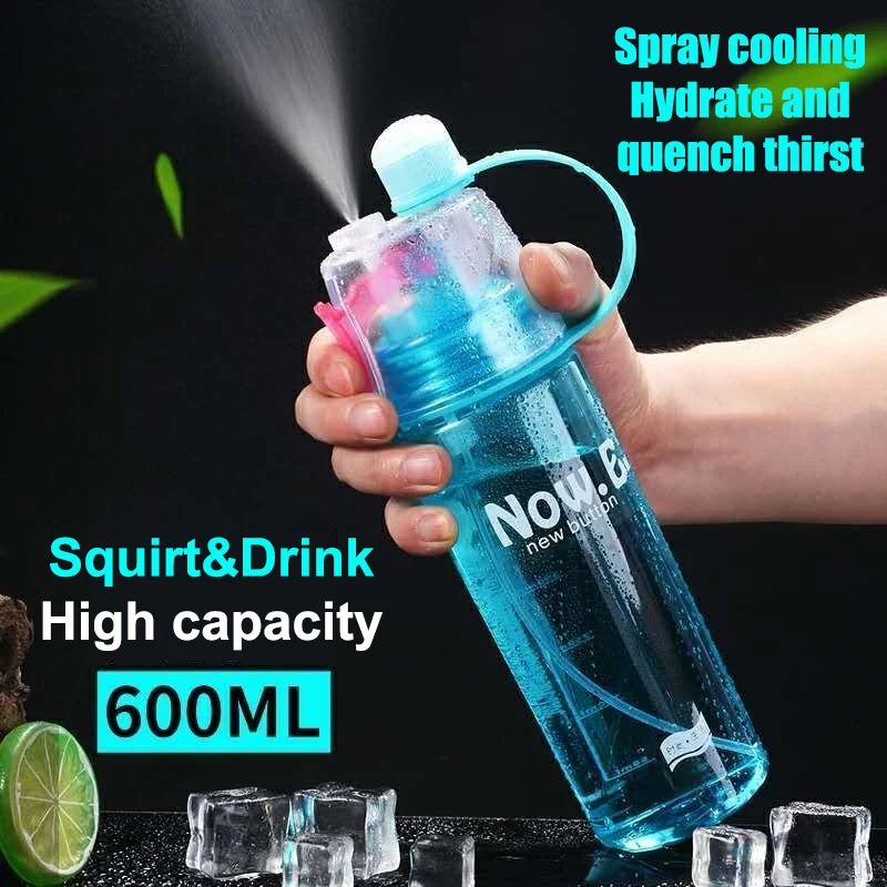 2 In 1 Sports Water Drinking Bottle Misting Spray