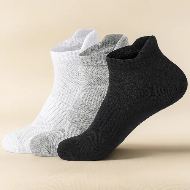 1/3 Pairs Breathable Mesh Athletic Terry Socks Cotton Cushioned Moisture-managing Durable Reduces Foot For Running Hiking Sports 4