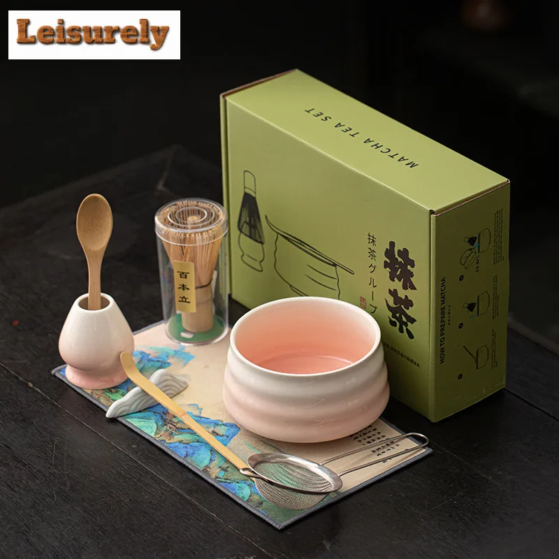 9pc/set Thread Gradient Ceramic Matcha Tools Kit Japanese Tea Ceremony Large Matcha Bowl Ea Powder Whisk Filter Screen Supplies