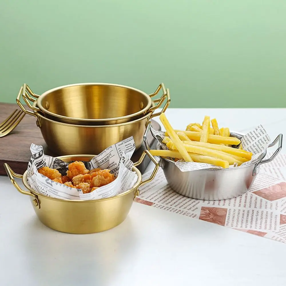 Stainless Steel Bowl 1Pcs with Handle Food Serving Korean Cuisine Sauce Seasoning Dish Kitchen Tableware
