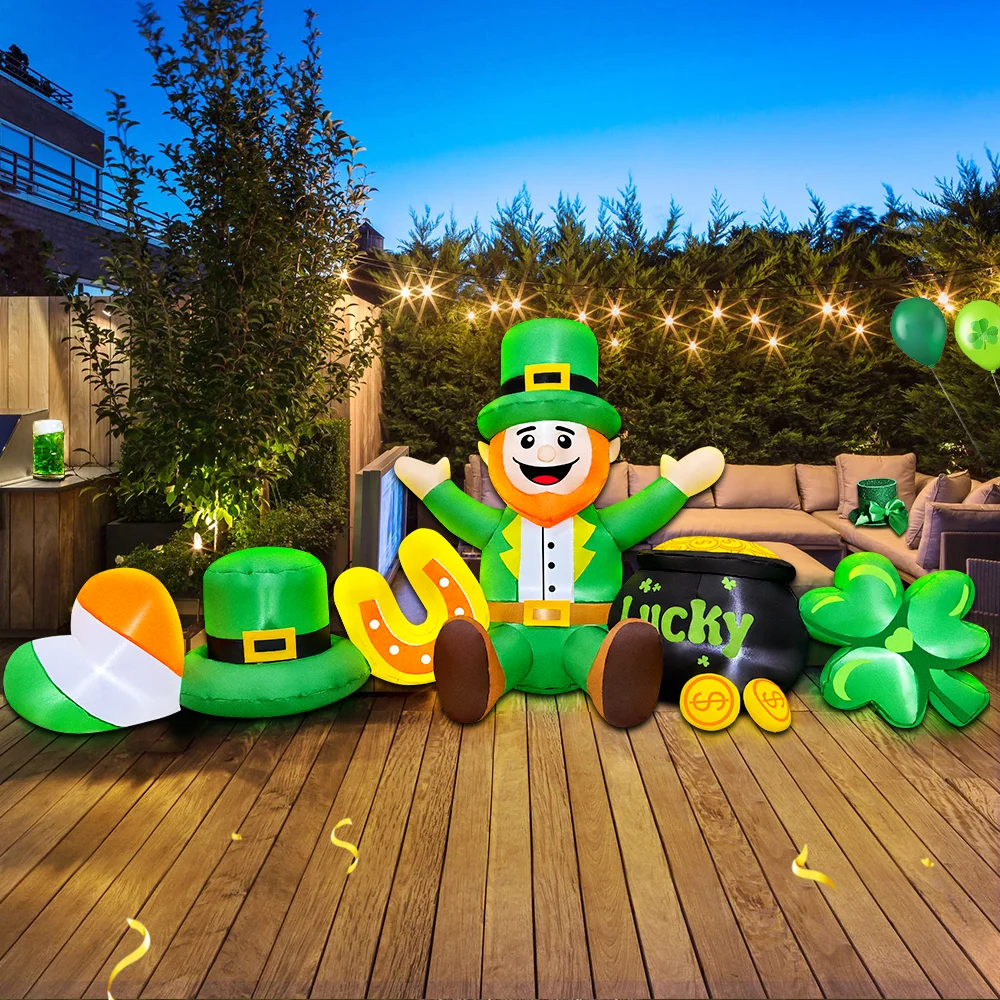 성 패트릭의 날 홈 야외에 대 한 풍선 장식 귀여운 아치 금화 장식 마당 정원 파티 LED 빛으로 녹색 소품