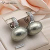 S & Z DESIGN nouvelle mode pain rond grande perle boucles d'oreilles pour les femmes bijoux de mariage cadeau tempérament cubique zircone Eardrop