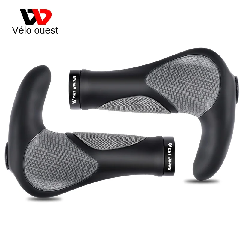 Poignées Vélo WEST BIKING Ergonomiques – Lock-on, Avec Embouts, Paire, VTT