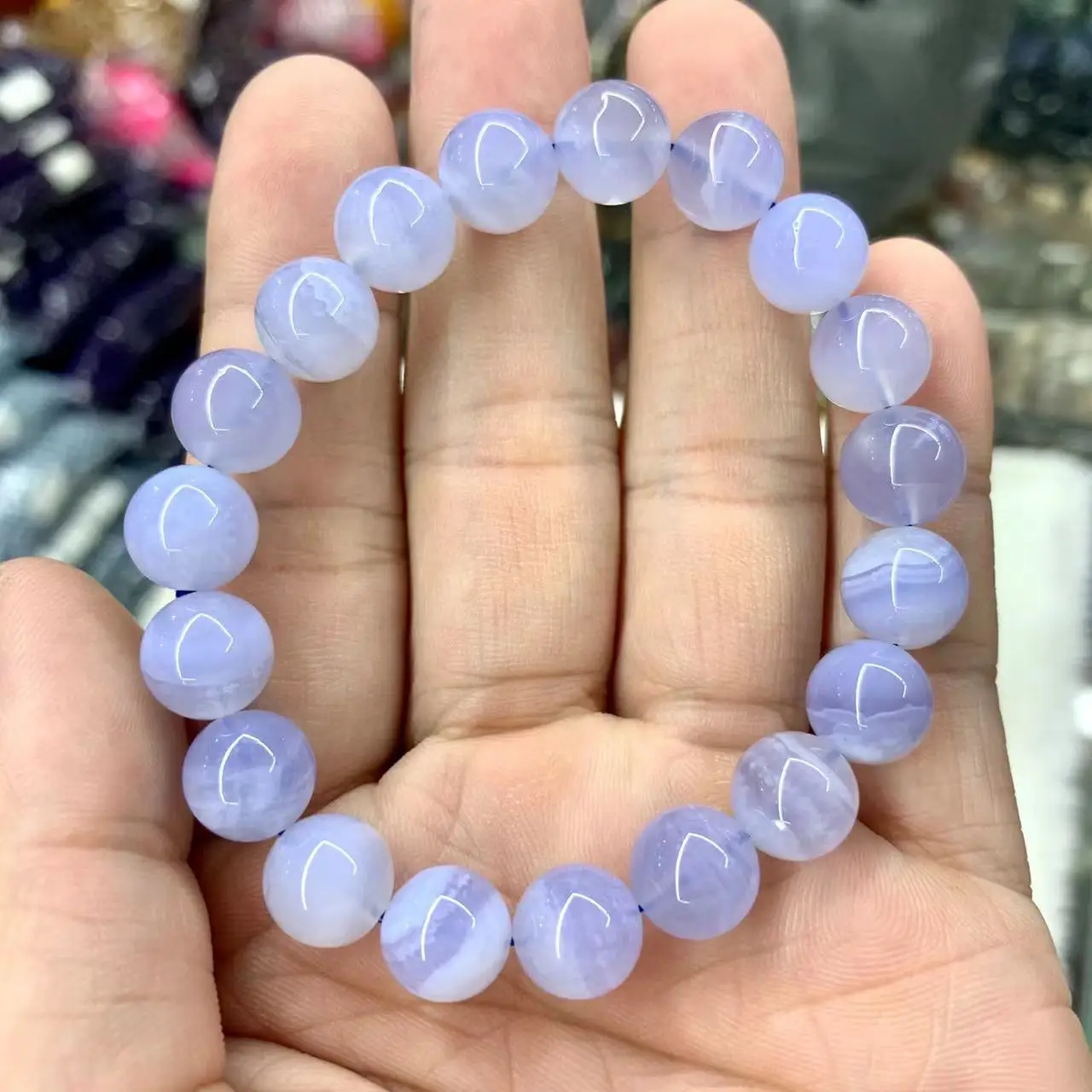 Blue Lace Agate Beaded Bracelet 5mm - 6mm | Rare Earth Gallery