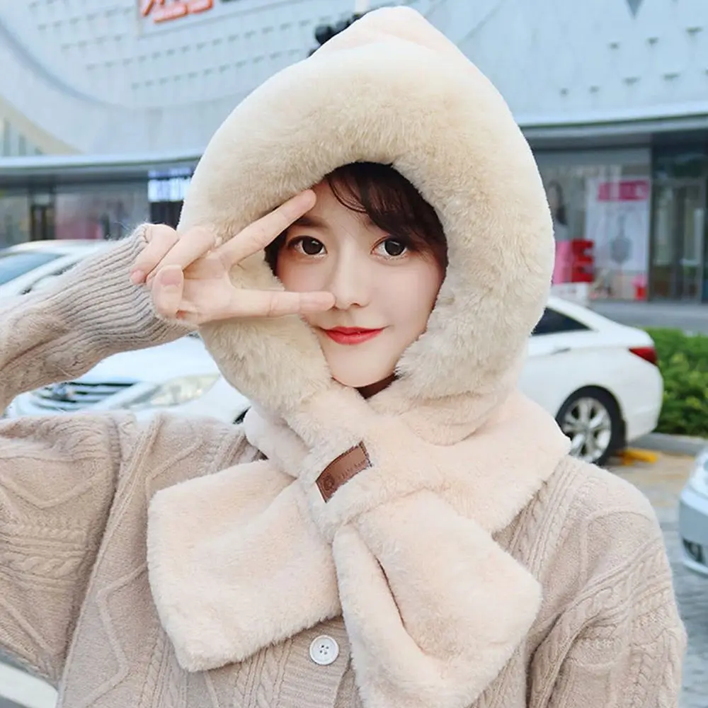 

Модная плюшевая теплая шапка с ушами шапки женские шапки шапка шарф набор