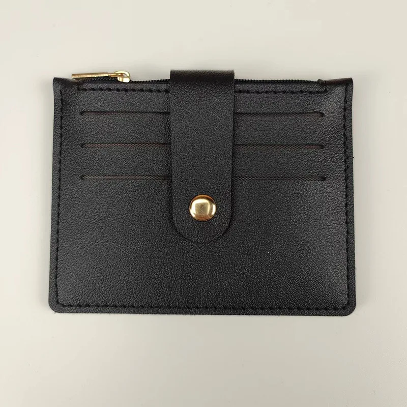 Women Short PU Leather Card Holder Wallet Slim Hasp Card Case Business Credit ID Card Organizer Zipper Small Coin Purse Pouch
