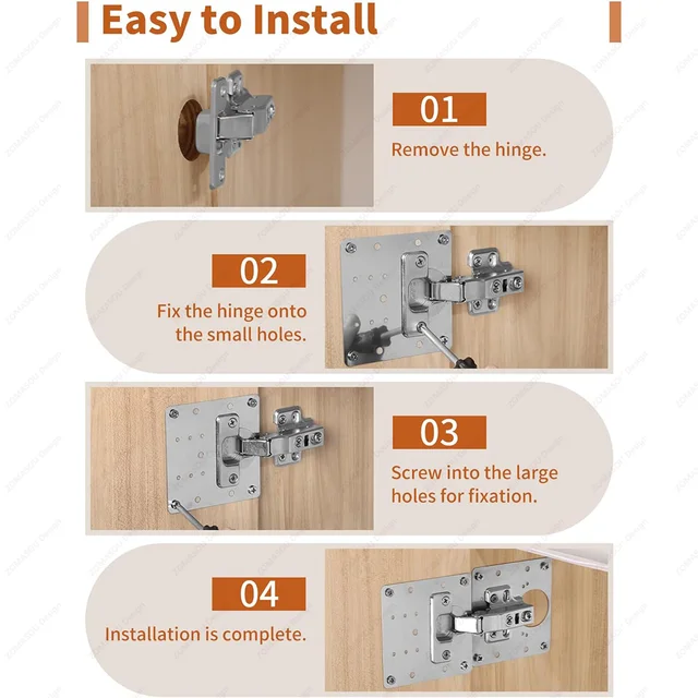 ชุดซ่อมบานพับตู้ 2-100 ชุด แผ่นซ่อมบานพับสแตนเลส พร้อมสกรูยึดสำหรับเฟอร์นิเจอร์ครัว 5