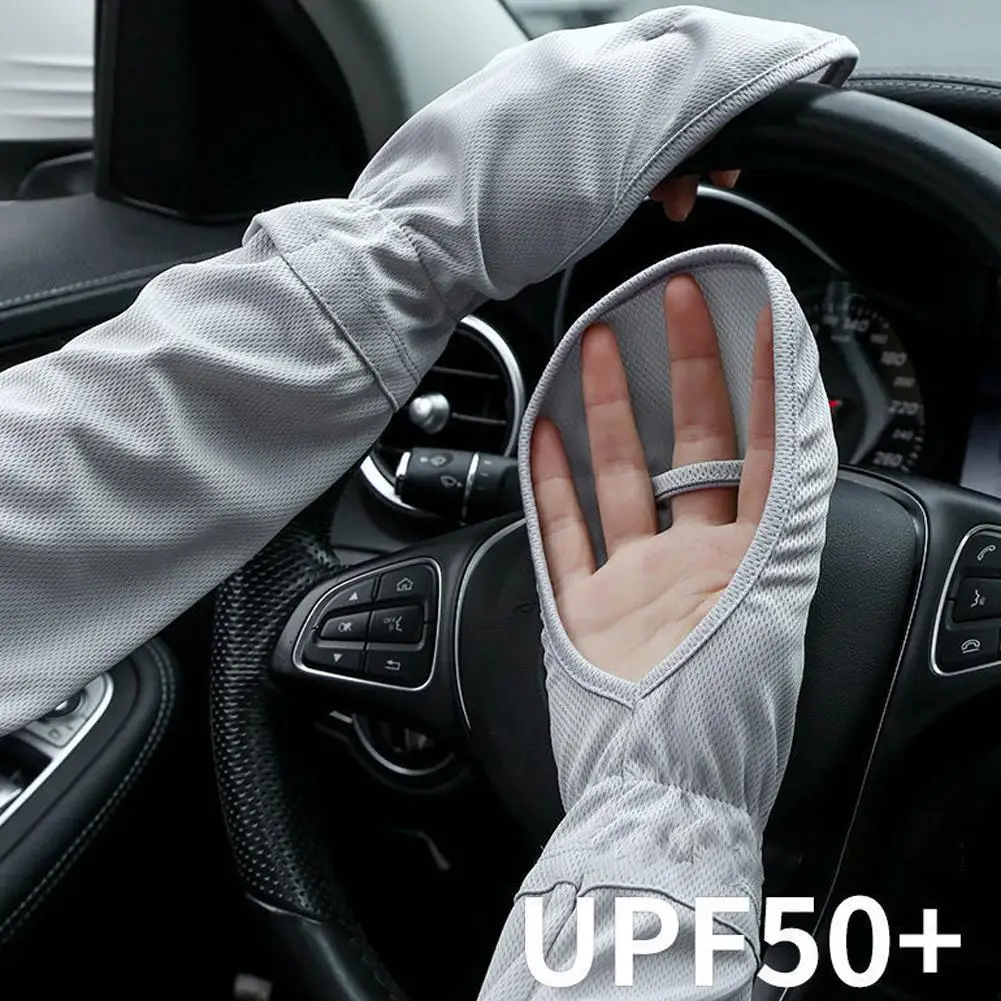 1 Pair Ice Silk Arm Sleeves Women Driving Sunscreen Loose Breathable