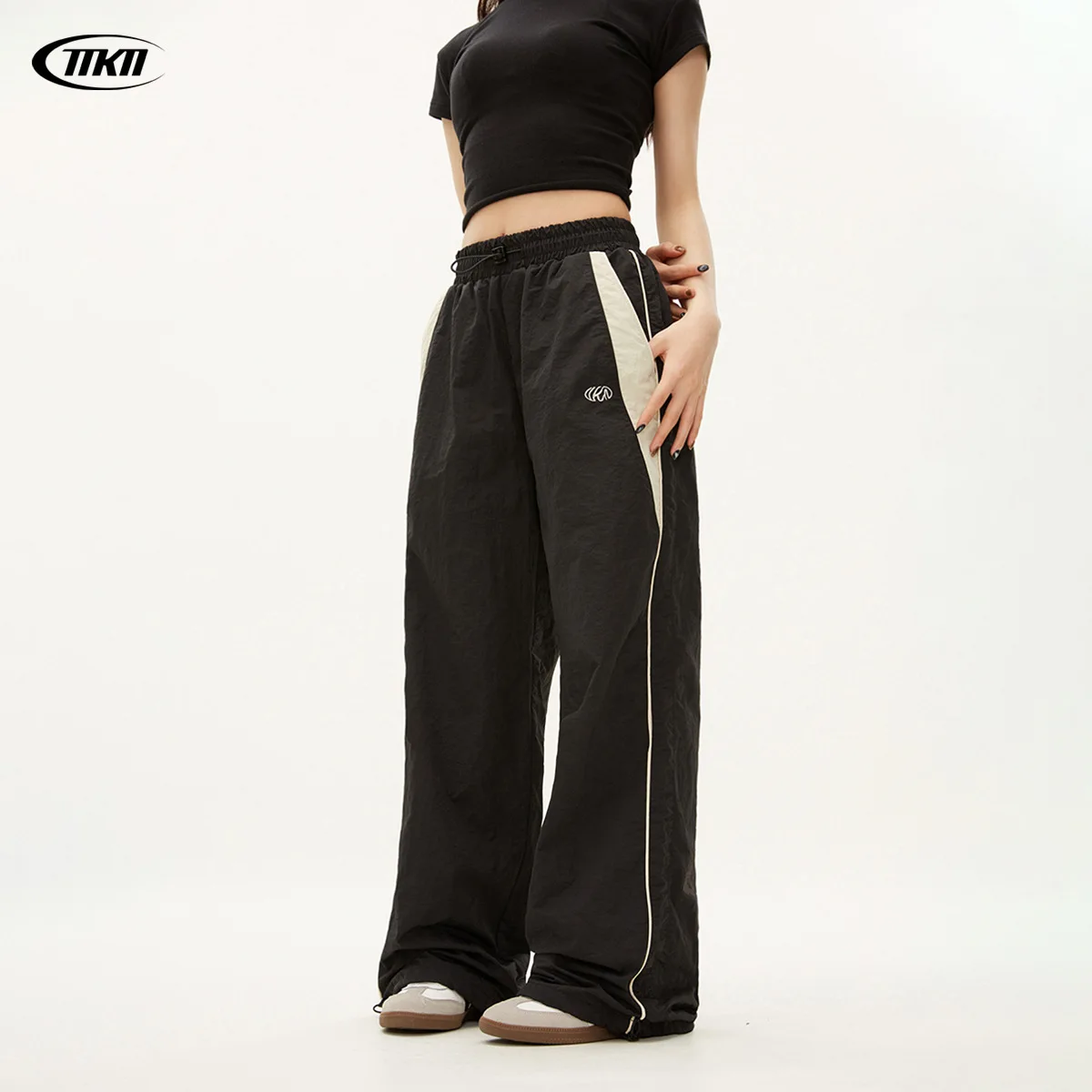 Y2K-pantalones holgados Vintage a la moda para mujer, pantalón informal de calle, estilo Hip Hop, holgados, de cintura alta, de pierna ancha, para correr, 2024