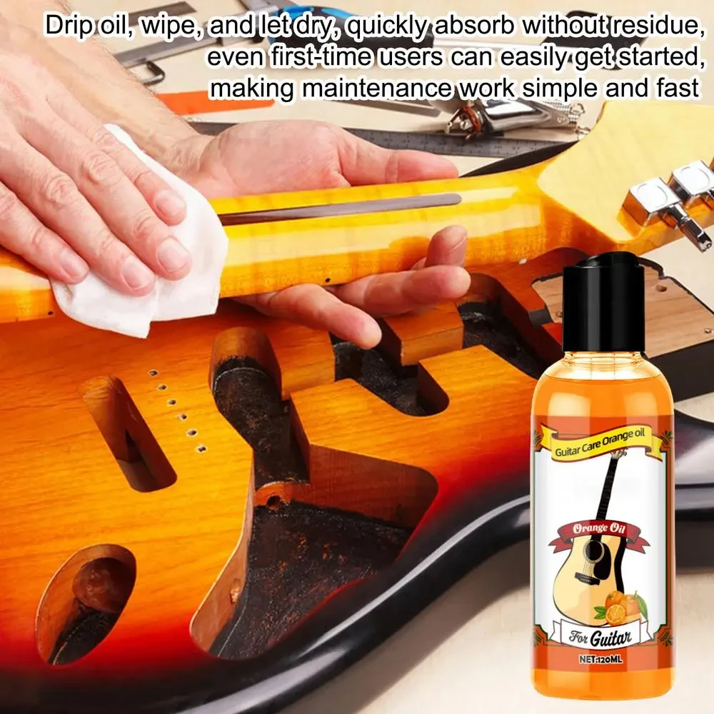 120ML Fretboard Oil - Quick-Drying Guitar String Winder Portable Guitar Care Orange Oil With Cleaning Cloth Guitar