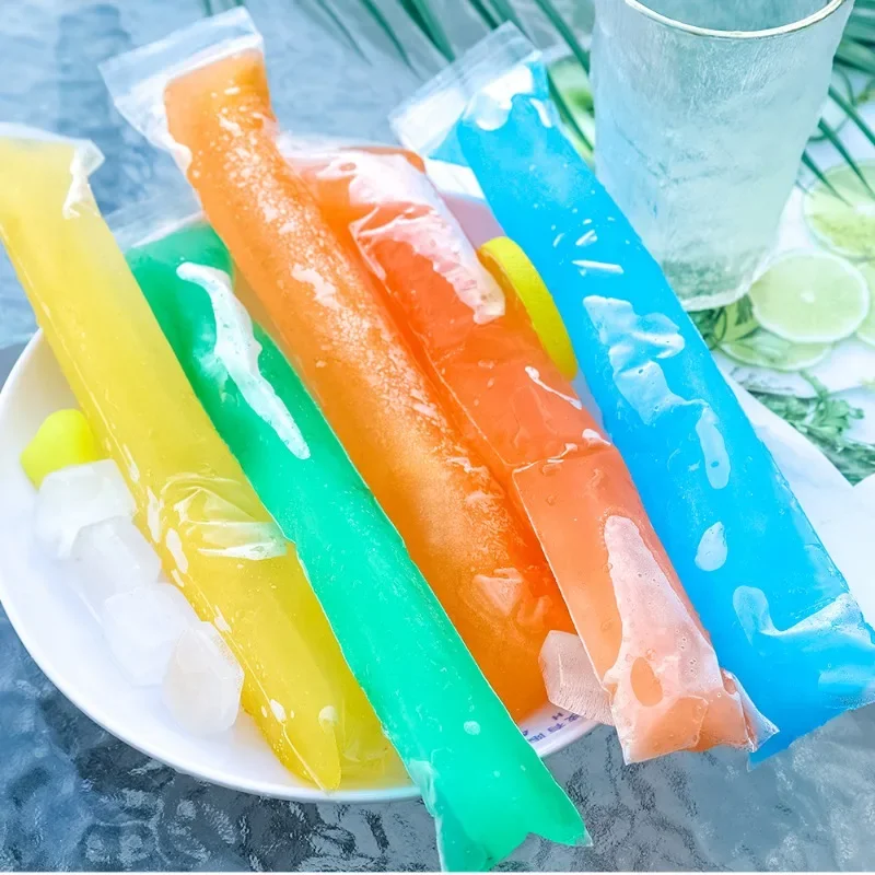 Description Picture 5 of item1-100PCS Ice Popsicle Mold Bags Disposable Ice Pop Bags Transparent Freeze Self-sealingBags DIY Ice Cream Tools with Mini Funnel