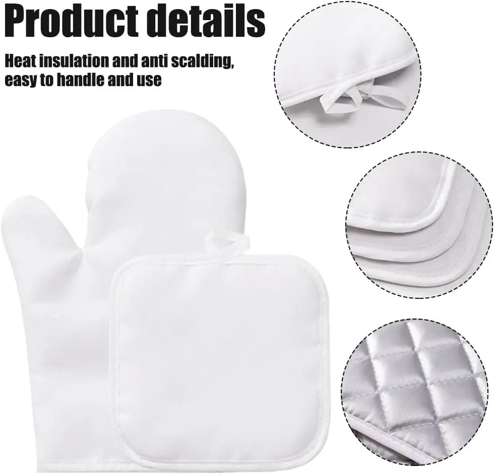 2pcs Set Of Polyester Sublimation Blank Oven Mitts&Pot Holder For Personalized Baking Glove Kitchen Pads Cooking Tool Insulation