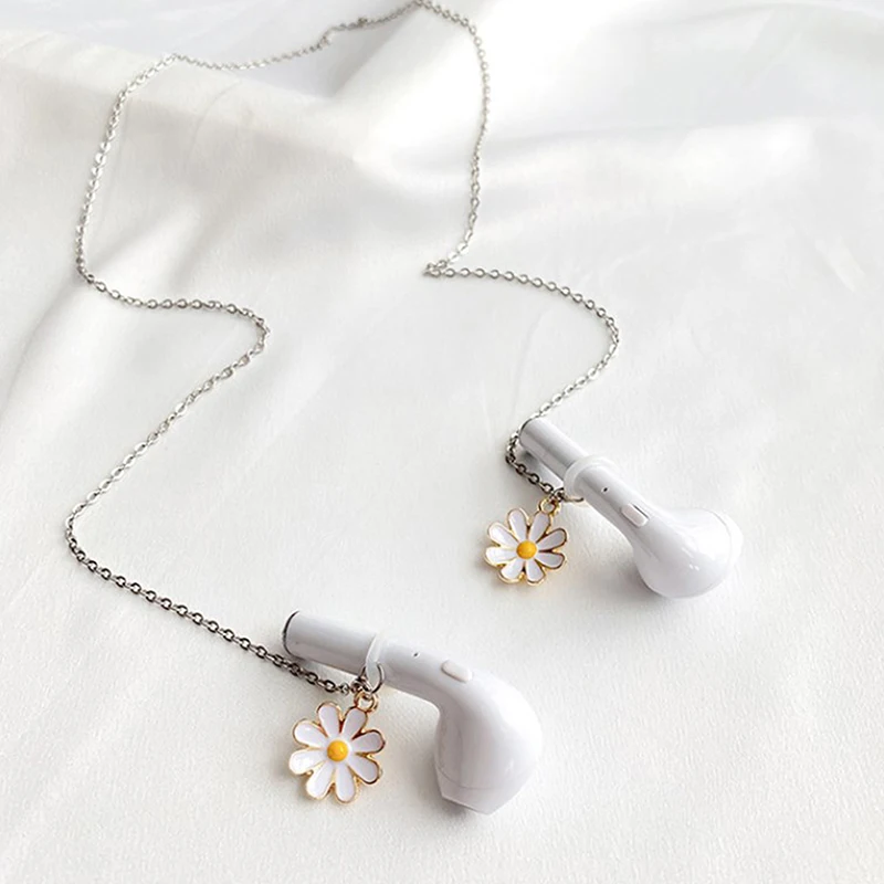 Anti-Lost Chain Daisies Headphone Chains Strap Women Wireless Earphones Retention Necklace Gifts For Airpods Earphone Accessory