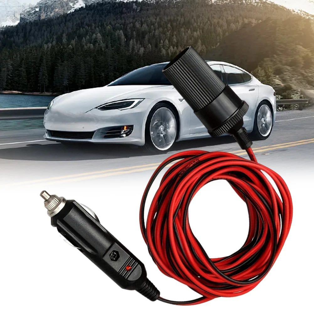 2M/5M Car Charger 12/24V 10A Car Socket Power Adapter Heavy Duty Extension Cable Cigarette Lighter Socket Extension Cord Cable