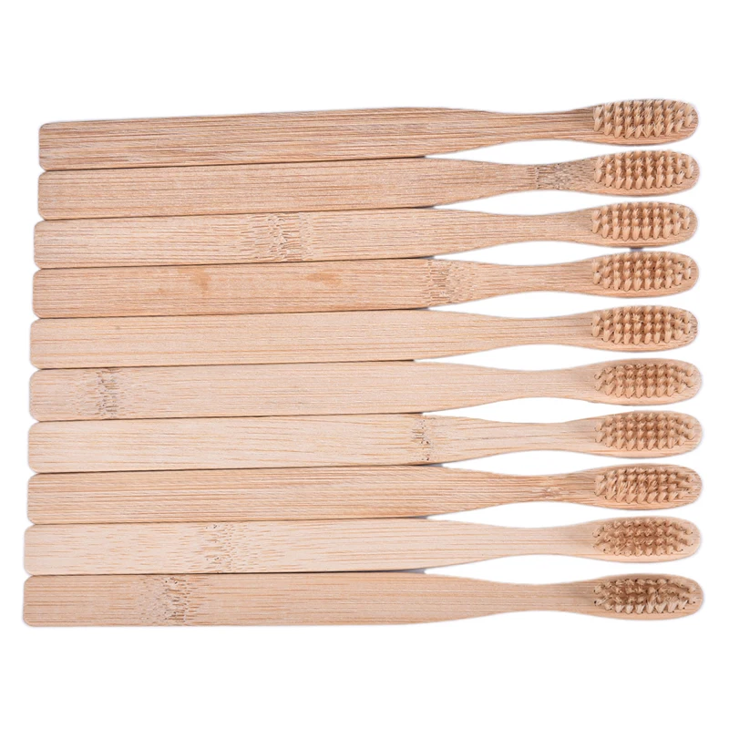 Eco-Friendly Bamboo Toothbrush Set - 10 Pack with Soft Charcoal Bristles