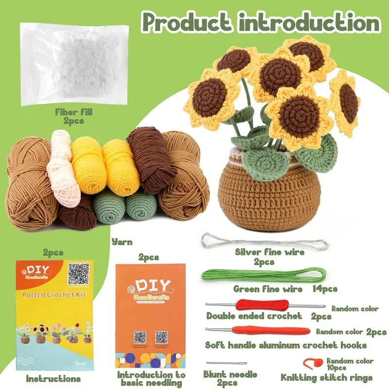 Beginners Flower Crochet Kit Knitting Kit for Complete Beginners Starter Crocheting with Step-by-Step Video Tutorials crochet kit